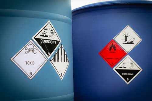 Picture of two barrels of hazardous chemicals